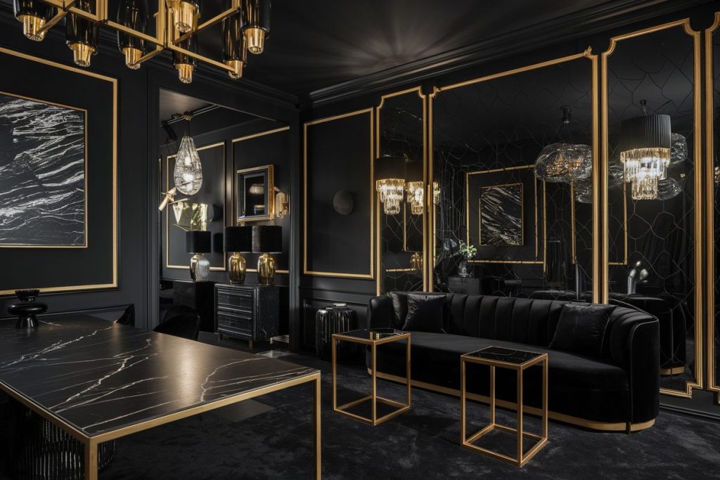 black and gold interior design