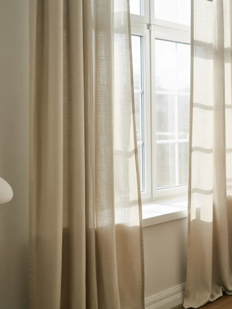 Light and airy sheer curtains by a sunlit window in a bright room